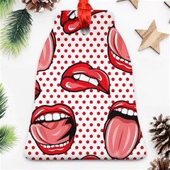 Lipstick Lip Red Polka Dot Circle Bell Ornament (two Sides) by Mariart