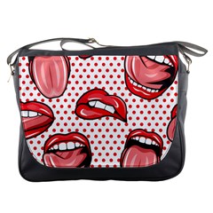 Lipstick Lip Red Polka Dot Circle Messenger Bags by Mariart