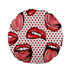 Lipstick Lip Red Polka Dot Circle Standard 15  Premium Round Cushions by Mariart