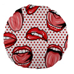 Lipstick Lip Red Polka Dot Circle Large 18  Premium Round Cushions by Mariart