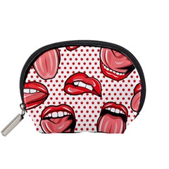 Lipstick Lip Red Polka Dot Circle Accessory Pouches (small)  by Mariart