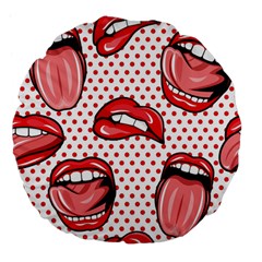 Lipstick Lip Red Polka Dot Circle Large 18  Premium Flano Round Cushions by Mariart