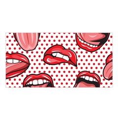 Lipstick Lip Red Polka Dot Circle Satin Shawl by Mariart