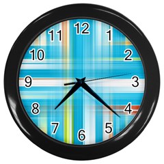 Lines Blue Stripes Wall Clocks (black) by Mariart