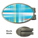 Lines Blue Stripes Money Clips (Oval)  Front