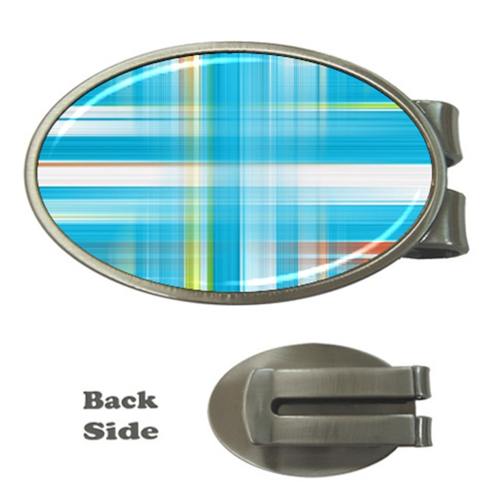 Lines Blue Stripes Money Clips (Oval) 