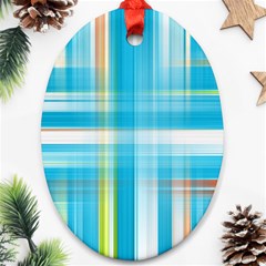 Lines Blue Stripes Oval Ornament (two Sides) by Mariart