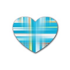 Lines Blue Stripes Rubber Coaster (heart)  by Mariart