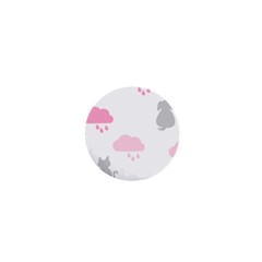 Raining Cats Dogs White Pink Cloud Rain 1  Mini Buttons by Mariart