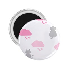 Raining Cats Dogs White Pink Cloud Rain 2 25  Magnets by Mariart