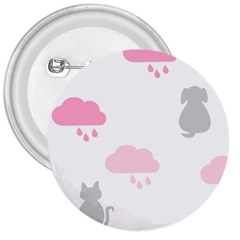 Raining Cats Dogs White Pink Cloud Rain 3  Buttons by Mariart