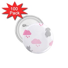 Raining Cats Dogs White Pink Cloud Rain 1 75  Buttons (100 Pack) 