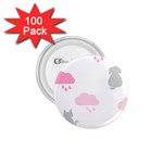 Raining Cats Dogs White Pink Cloud Rain 1.75  Buttons (100 pack)  Front