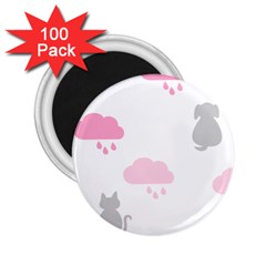 Raining Cats Dogs White Pink Cloud Rain 2 25  Magnets (100 Pack)  by Mariart