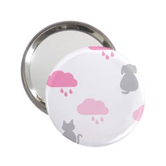 Raining Cats Dogs White Pink Cloud Rain 2 25  Handbag Mirrors