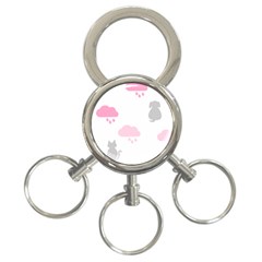 Raining Cats Dogs White Pink Cloud Rain 3-ring Key Chains by Mariart