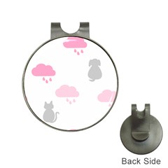 Raining Cats Dogs White Pink Cloud Rain Hat Clips With Golf Markers by Mariart