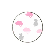 Raining Cats Dogs White Pink Cloud Rain Hat Clip Ball Marker by Mariart