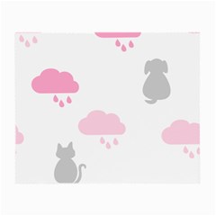 Raining Cats Dogs White Pink Cloud Rain Small Glasses Cloth by Mariart