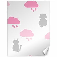 Raining Cats Dogs White Pink Cloud Rain Canvas 12  X 16  