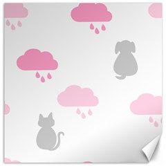 Raining Cats Dogs White Pink Cloud Rain Canvas 16  X 16   by Mariart