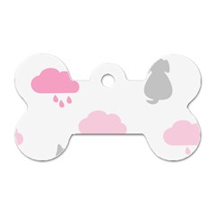 Raining Cats Dogs White Pink Cloud Rain Dog Tag Bone (two Sides) by Mariart