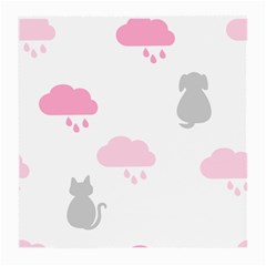 Raining Cats Dogs White Pink Cloud Rain Medium Glasses Cloth by Mariart