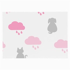 Raining Cats Dogs White Pink Cloud Rain Large Glasses Cloth