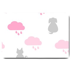 Raining Cats Dogs White Pink Cloud Rain Large Doormat  by Mariart