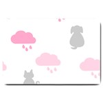 Raining Cats Dogs White Pink Cloud Rain Large Doormat  30 x20  Door Mat