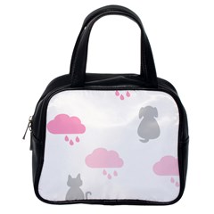 Raining Cats Dogs White Pink Cloud Rain Classic Handbags (one Side) by Mariart