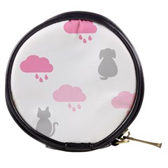 Raining Cats Dogs White Pink Cloud Rain Mini Makeup Bags by Mariart