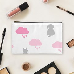 Raining Cats Dogs White Pink Cloud Rain Cosmetic Bag (medium)  by Mariart