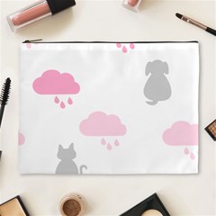 Raining Cats Dogs White Pink Cloud Rain Cosmetic Bag (xl) by Mariart