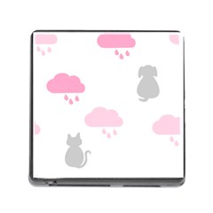 Raining Cats Dogs White Pink Cloud Rain Memory Card Reader (square) by Mariart