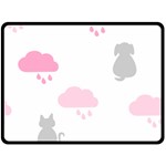 Raining Cats Dogs White Pink Cloud Rain Fleece Blanket (Large)  80 x60  Blanket Front