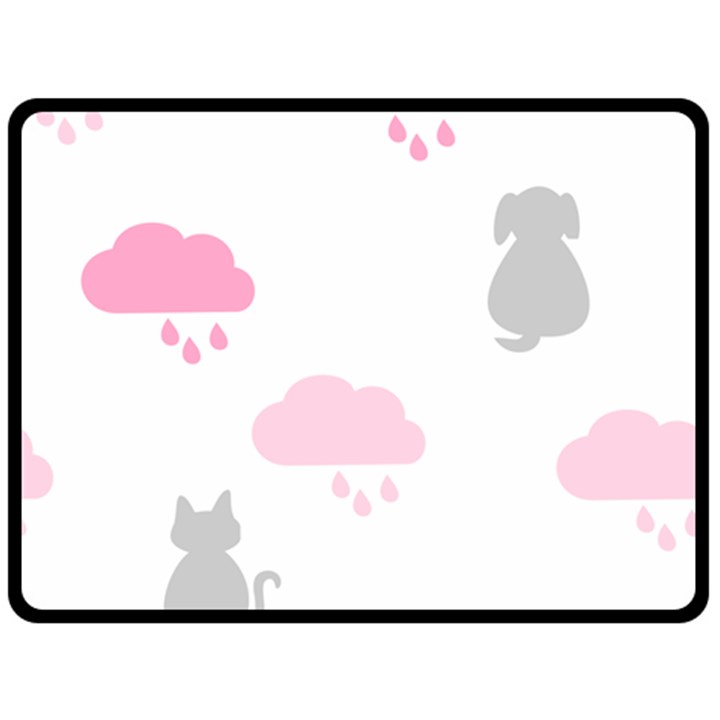 Raining Cats Dogs White Pink Cloud Rain Fleece Blanket (Large) 