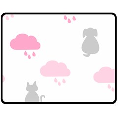 Raining Cats Dogs White Pink Cloud Rain Fleece Blanket (medium)  by Mariart