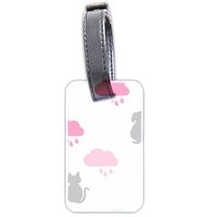 Raining Cats Dogs White Pink Cloud Rain Luggage Tags (two Sides) by Mariart