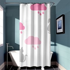 Raining Cats Dogs White Pink Cloud Rain Shower Curtain 36  X 72  (stall)  by Mariart