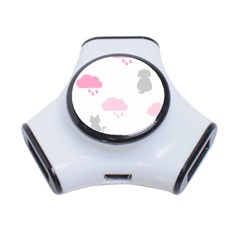 Raining Cats Dogs White Pink Cloud Rain 3-port Usb Hub by Mariart