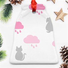 Raining Cats Dogs White Pink Cloud Rain Ornament (bell) by Mariart