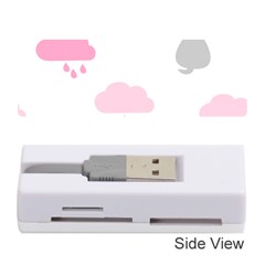 Raining Cats Dogs White Pink Cloud Rain Memory Card Reader (stick)  by Mariart