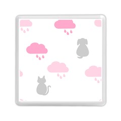 Raining Cats Dogs White Pink Cloud Rain Memory Card Reader (square)  by Mariart