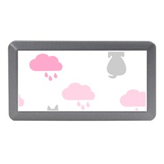 Raining Cats Dogs White Pink Cloud Rain Memory Card Reader (mini) by Mariart