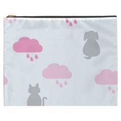 Raining Cats Dogs White Pink Cloud Rain Cosmetic Bag (xxxl)  by Mariart