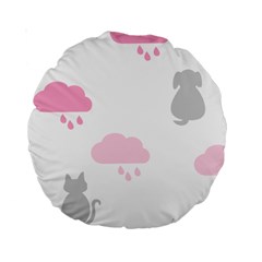 Raining Cats Dogs White Pink Cloud Rain Standard 15  Premium Round Cushions by Mariart