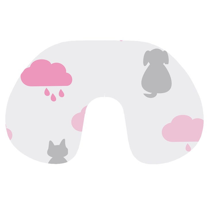 Raining Cats Dogs White Pink Cloud Rain Travel Neck Pillows