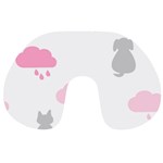 Raining Cats Dogs White Pink Cloud Rain Travel Neck Pillows Back