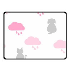 Raining Cats Dogs White Pink Cloud Rain Double Sided Fleece Blanket (small)  by Mariart